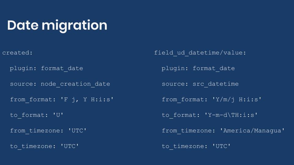 Example syntax for date migrations.