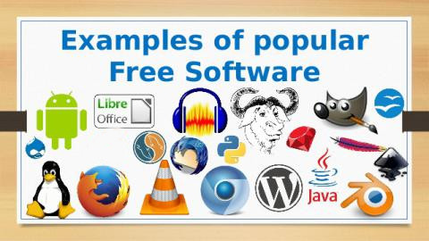 Examples of popular free software with the logos of many free software projects below.