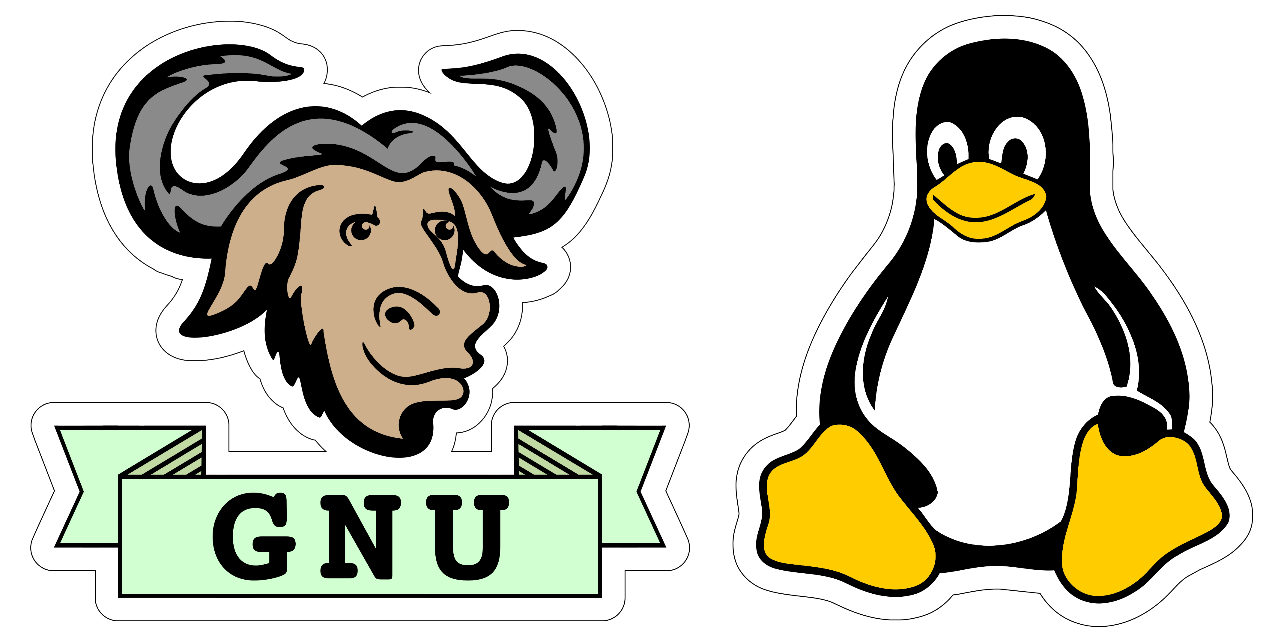 Gnu logo and Linux logo