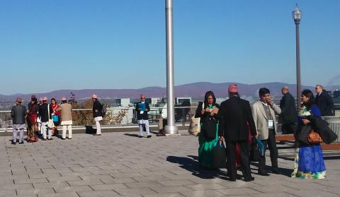 International Summit of Cooperatives attendees outside the venue.