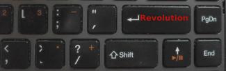Keyboard with backspace key renamed to "revolution".