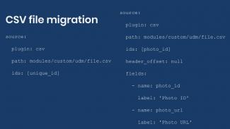 Snippet of CSV file migration YAML.